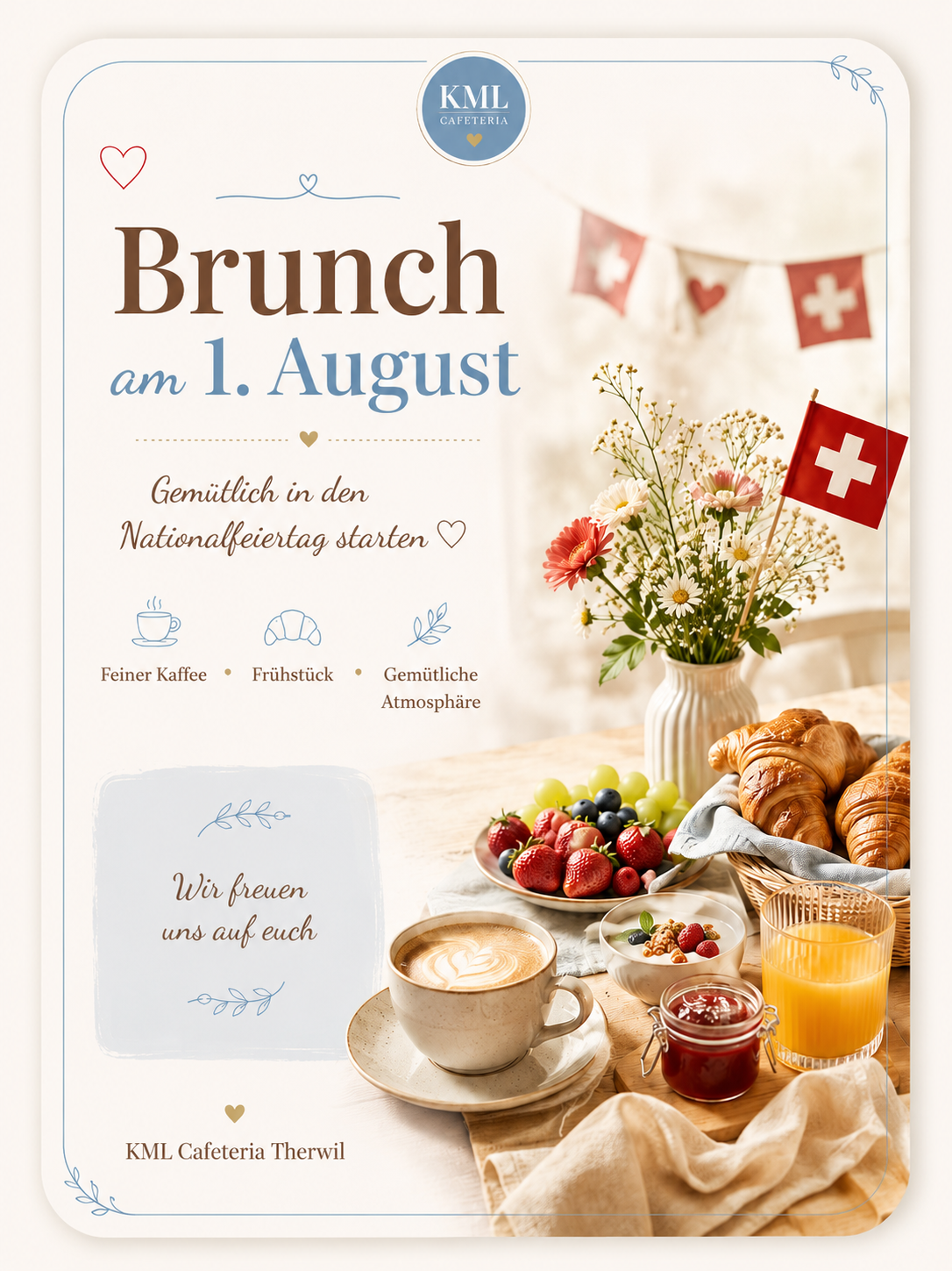 Flyer Brunch am 1. August – KML Cafeteria Therwil